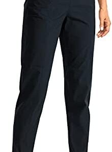 CRZ YOGA Women's Lightweight Breathable Workout Pants Zip-Fly Elastic High Waist Travel Pants with Button Closure