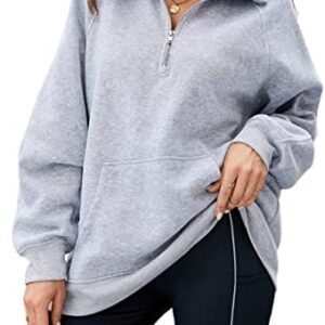 Blooming Jelly Womens Quarter Zip Pullover Tops Oversized Sweatshirts Long Sleeve Cute Sweatshirt with Pockets