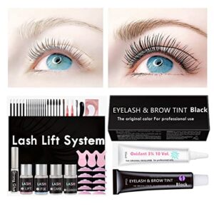 Lash Lift And Brow Lamination Kit, Keratin Eyelash Lift with Black T-int, 15ml Black Lash T-i n t, DIY Eyelash Perm & D-y-e At Home, Be 6 Weeks Eye Lifting, Brow Lamination And Tint=ing 2 in 1