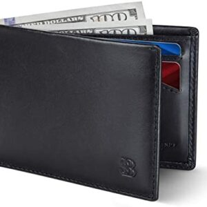 SERMAN BRANDS Mens Slim Bifold Wallet RFID Blocking Minimalist Front Pocket Wallets for Men - Thin & Stylish