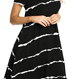 Invug Women Casual Loose Soft Crewneck Short Sleeve Pockets Swing T-Shirt Dress