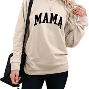 Dressmine Women's Long Sleeve Crewneck Sweatshirt Mama Letter Print Be Kind Graphic Shirts Casual Pullover Tops