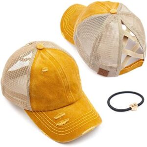 C.C Ponycap Messy High Bun Ponytail Adjustable Glitter Mesh Trucker Baseball Cap