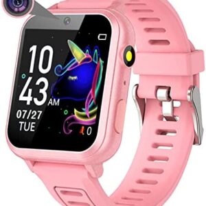 Smart Watch for Kids, Gift for Girls Age 6-12, 24 Puzzle Games HD Touchscreen Kids Watches with MP3 Music Video Pedometer Flashlight 12/24 hr Educational Toys for 8 10 12 Year Old Girl