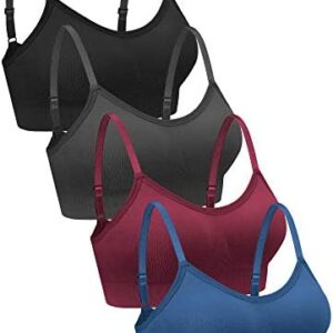 4 Pieces Neck Bralettes Wireless Cami Bra Tank Top Bra Sports Bra for Women Girls
