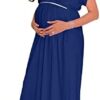 KOH KOH Womens Long Short Sleeve V-Neck Maternity Summer Flowy Gown Maxi Dress