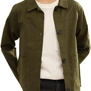5-14 Years Boys Button Down Coat Long Sleeve Casual Jacket Basic Outerwear with Pockets