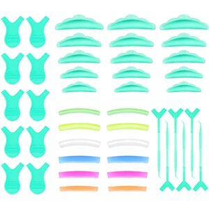 52 Pieces Silicone Eyelash Perming Tool Set Include 20 Pieces Silicone Eyelash Perming Curler, 10 Pieces Y Shape Eyelash Brush, Lift Tool Set,12 Pieces Eyelash Perming Pads