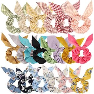 ACO-UINT 20 Pack Scrunchies Hair Ties for Thick Hair, Scrunchies for Girls Hair Scrunchies for Women's Hair Satin Scrunchies, Ponytail Holders Bunny Ear Scrunchies Hair Accessories for Women