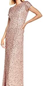 Adrianna Papell Women's Short-Sleeve All Over Sequin Gown