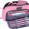 Aiscool Big Capacity Pencil Case Bag Pen Pouch Holder Large Storage Stationery Organizer for School Supplies Office College Teen (Pink)