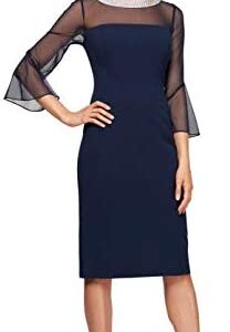 Alex Evenings Women's Short Shift Dress with Embellished Illusion Detail