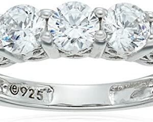 Amazon Collection Platinum or Gold Plated Sterling Silver Round-Cut 5-Stone Ring made with Infinite Elements Zirconia