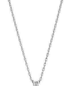 Amazon Essentials Plated Sterling Silver Cubic Zirconia Round Cut Solitaire Pendant Necklace, 18"
