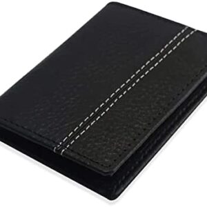 Ameha Wallet for Men – Genuine Leather RFID Credit Card Holder Slim Minimalist Bifold Front Pocket Wallet - Black