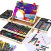 Art Supplies, 108-Piece Wooden Art Set Crafts Kit with Drawing Easel, Deluxe Kids Art Set, Oil Pastels, Colored Pencils, Watercolor Cakes, Creative Gift for Kids, Teens, Beginners Girls Boys