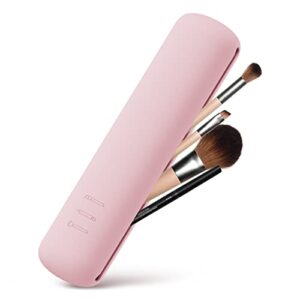 BEZOX Trendy Makeup Brush Holder - Silicon Makeup Brush Travel Case, Sleek Travel Make Up Brush Holder For Women, WaterProof Makeup Brush Travel Holder For All Your Brushes(Pink)