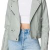 [BLANKNYC] Women's White Vegan Leather Floral Embroidered Jacket