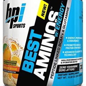 BPI Sports Best Aminos with Energy Peptide Linked BCAAs and Glutamine, Hurricane Orange, 10.58 Ounce