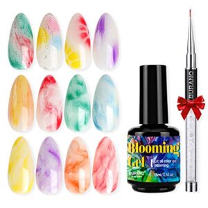 BURANO Nail Blooming Gel – UV LED Clear Blooming Gel Nail Polish for Spreading Effect 15ml 0.5 Floz with Nail Brush