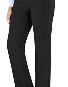 Bamans Womens Straight Leg Dress Pants Comfy Work Office Business Casual Slacks Stretch Trousers with Slant Pockets