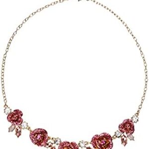 Betsey Johnson Glitter Rose Frontal Necklace, Pink