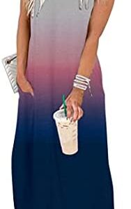 CHUNTIANRAN Maxi Dress for Women Summer Sleeveless Casual Loose Pocket Long Dresses Hawaiian Beach Modern T Shirts Dress