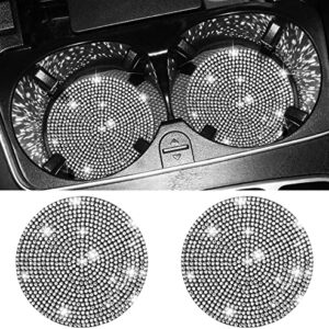 Car Cup Holder Coaster, 2 Pack Fashion Anti-Slip Shockproof Universal Vehicle Cup Holders Coasters Insert Bling Crystal Rhinestone Auto Automotive Interior Accessories for Women （Black）