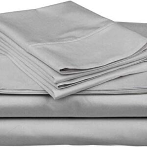 Carressa Linen 600 Thread Count 100% Long Staple Soft Egyptian Cotton Sheet Set, 4 Piece Set, King Sheets, Upto 17" Deep Pocket, Smooth & Soft Sateen Weave, Deep Pocket, Luxury Bedding, Silver