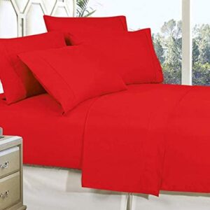 Celine Linen Best, Softest, Coziest Bed Sheets Ever! 1800 Thread Count Egyptian Quality Wrinkle-Resistant 4-Piece Sheet Set with Deep Pockets, King Red