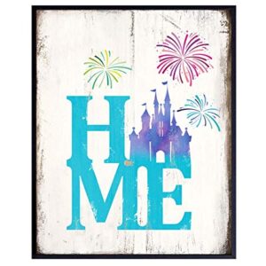 Cinderella Castle Home Decor - Rustic Vintage Wall Art or Decoration for Living Room, Bedroom, Entry, Foyer - Cute Gift for Disney World, Disneyland Fans, Women, Mickey Mouse Fans - 8x10 Poster