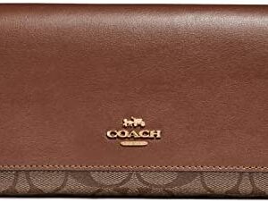 Coach Signature Leather Trifold ID Wallet - #F88024, Brown, Medium