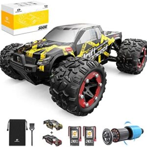 DEERC Brushless RC Cars 300E 60KM/H High Speed Remote Control Car 4WD 1:18 Scale Monster Truck for Kids Adults, All Terrain Off Road Truck with Extra Shell 2 Battery,40+ Min Play Car Gifts for Boys