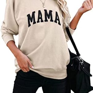 Dressmine Women's Long Sleeve Crewneck Sweatshirt Mama Letter Print Graphic Shirts Pullover Tops