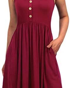 EASYDWELL Sleeveless Casual Summer Flare Tshirt Dress with Pockets Sundresses for Women