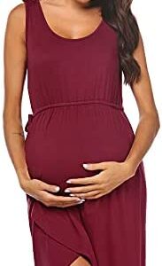 Ekouaer Nursing Dress,Maternity Nightgown Women's Delivery/Labor Breastfeeding Sleep Dress Delivery Hospital Nightdress