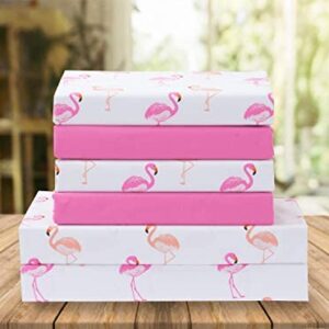 Elegant Comfort Luxury Soft Bed Sheets Flamingo Pattern 1500 Thread Count Percale Egyptian Quality Softness Wrinkle and Fade Resistant (6-Piece) Bedding Set, King, Flamingo