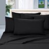 Elegant Comfort Wrinkle Resistant Luxury 6-Piece Bed Sheet Set - 1500 Thread Count Egyptian Quality Silky Soft #1 Rated Sheet Set - King, Black