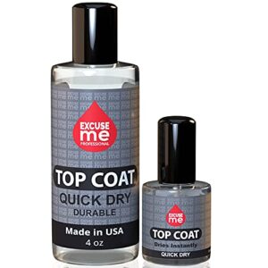 Excuse Me Quick Dry Top Coat Long-Lasting Top Coat Professional Refill Kit 4 oz & 0.5 oz