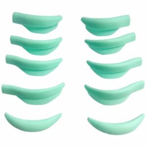 Eyelash Lift Pads With Lash Lift Rods Eyelash Perm Silicone Pads 5 Sizes Reusable Soft Lash Lift Shields for Different Length Eyelashes Perfect Lifting (Violets) (only green pads)