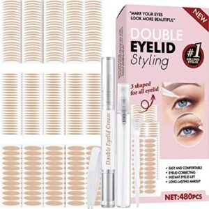 Eyelid Tape, Invisible Eyelid Lifter Strips with Lifting Cream, Fork Rods & Tweezers, for Naturally Instant Eyelid Lift