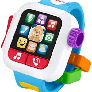 Fisher-Price Laugh & Learn Time to Learn Smartwatch, early role-play toy with music and lights for baby and toddlers, Multi