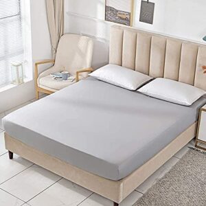 Fitted Sheet King Size 100% Egyptian Cotton Fitted Sheets 600 Thread Count 16" Deep Pocket Fitted Sheet , Shrinkage & Fade Resistant-Easy Care (King, Grey)