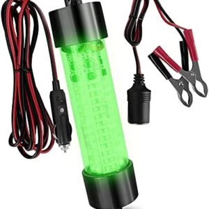 Five Oceans Fishing Light, Underwater Fishing Light, Green LED Submersible Night Fish Finder Lamp, with 17 Feet Power Cord, 144 LED's - 10-30 Volts - FO4387