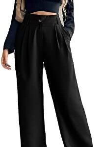 Floerns Women's Casual High Waist Wide Leg Pants Trousers with Pocket