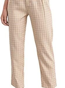 Floerns Women's Plaid Print High Waisted Cropped Straight Leg Pants with Pocket