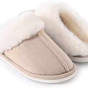 Fuzzy House Slippers for Women, Cozy Fluffy House Shoe Slipper for Indoor Outdoor Memory Foam Fluffy Fur House Shoe Womens Slippers