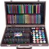 GRANDAN 145 Pieces Deluxe Art Set in Portable Wooden Box Drawing Kit Set with Oil Pastels, Crayons, Colored Pencils, Watercolor Cakes, Brushes, Wooden Case Art Supplies for Teen and Adult (Wooden)