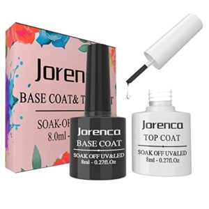 Gel Nail Polish Top Coat Set No Wipe Base and Top Coat Nail Starter Kit Gloss Shiny Clear Base Top Coat Gel for Nail Art Salon DIY at Home 2 Pcs 8ml