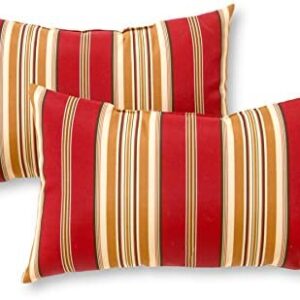Greendale Home Fashions Outdoor 19x12-inch Rectangle Throw Pillows, Tuscan Stripe 2 Count